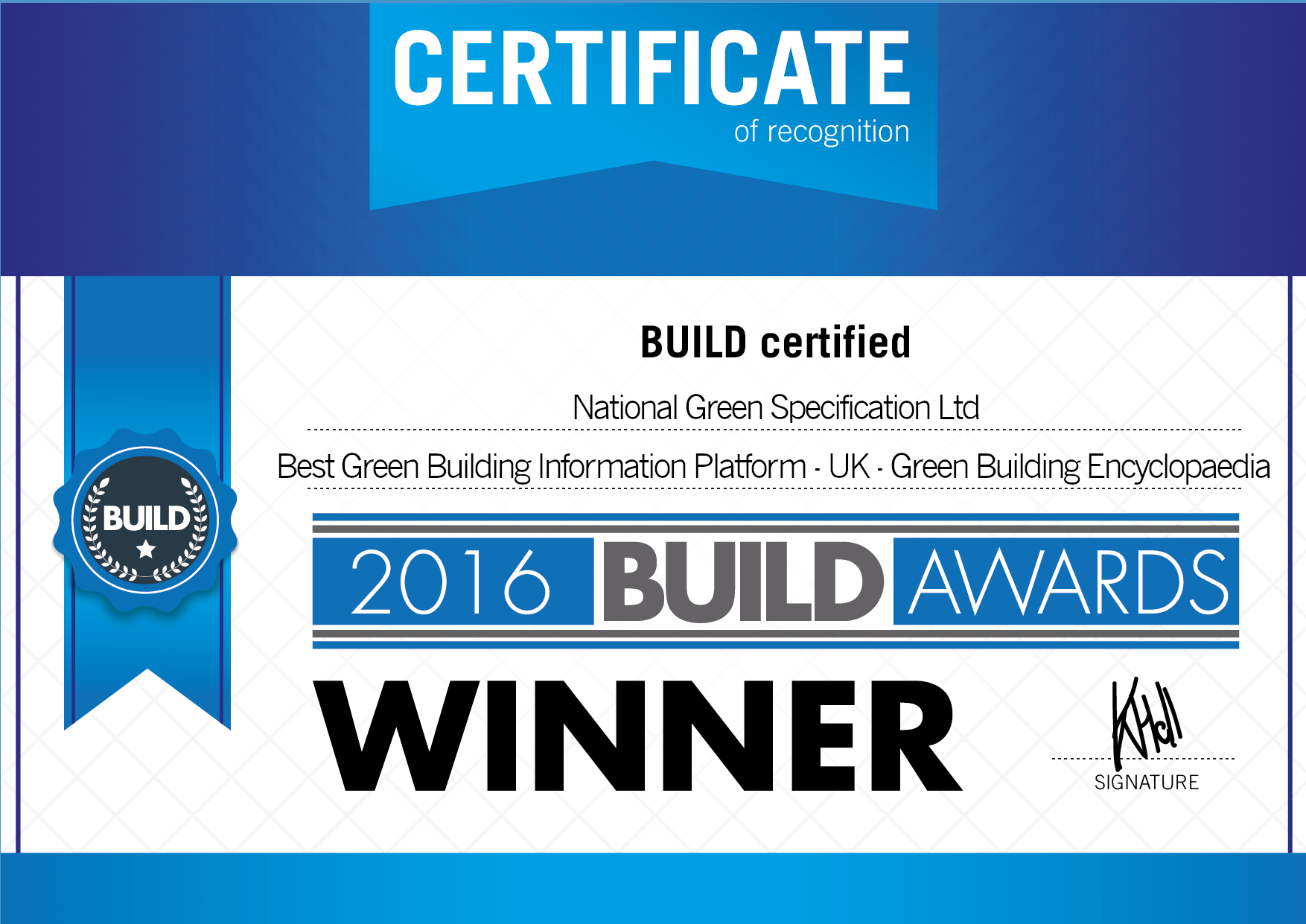 BUILD 2016 Award Best Green Building Information Platform