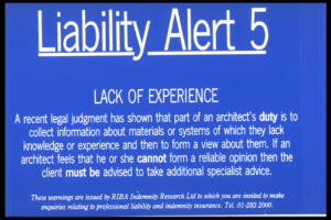 RIBA J Liability Alert 5 Lack of Experience