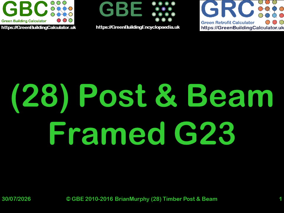 GBE Green Building Encyclopaedia Lecture CI/SfB: (28) Post + Beam Framed CAWS+: G23 Cover Slide S1