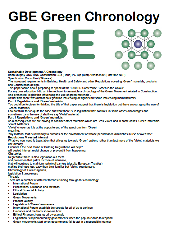GBE Chronology Sustainable Development 2023