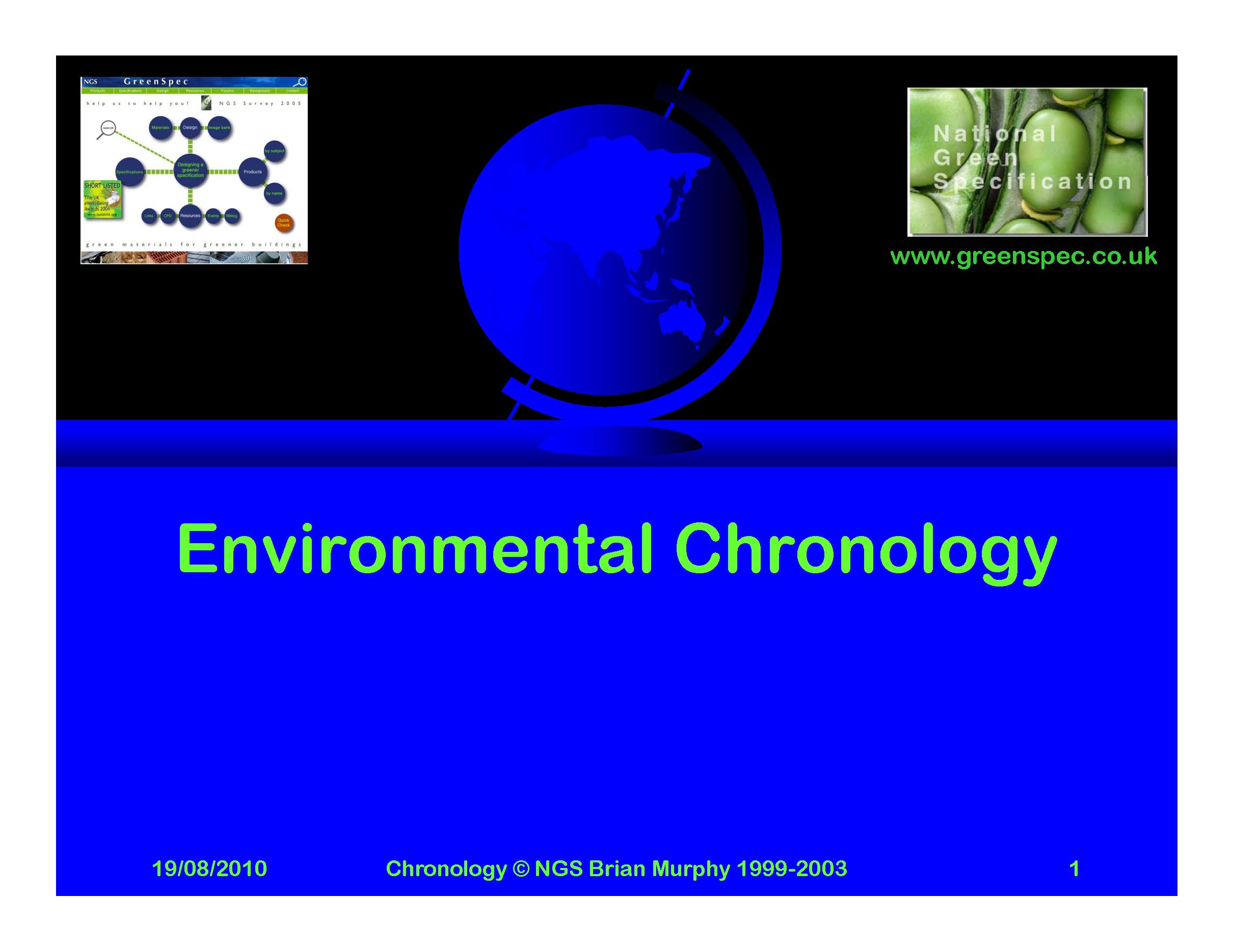 GBE CPD Environmental Chronology Cover