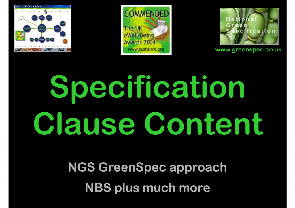 GBE Specification Clause Content CPD