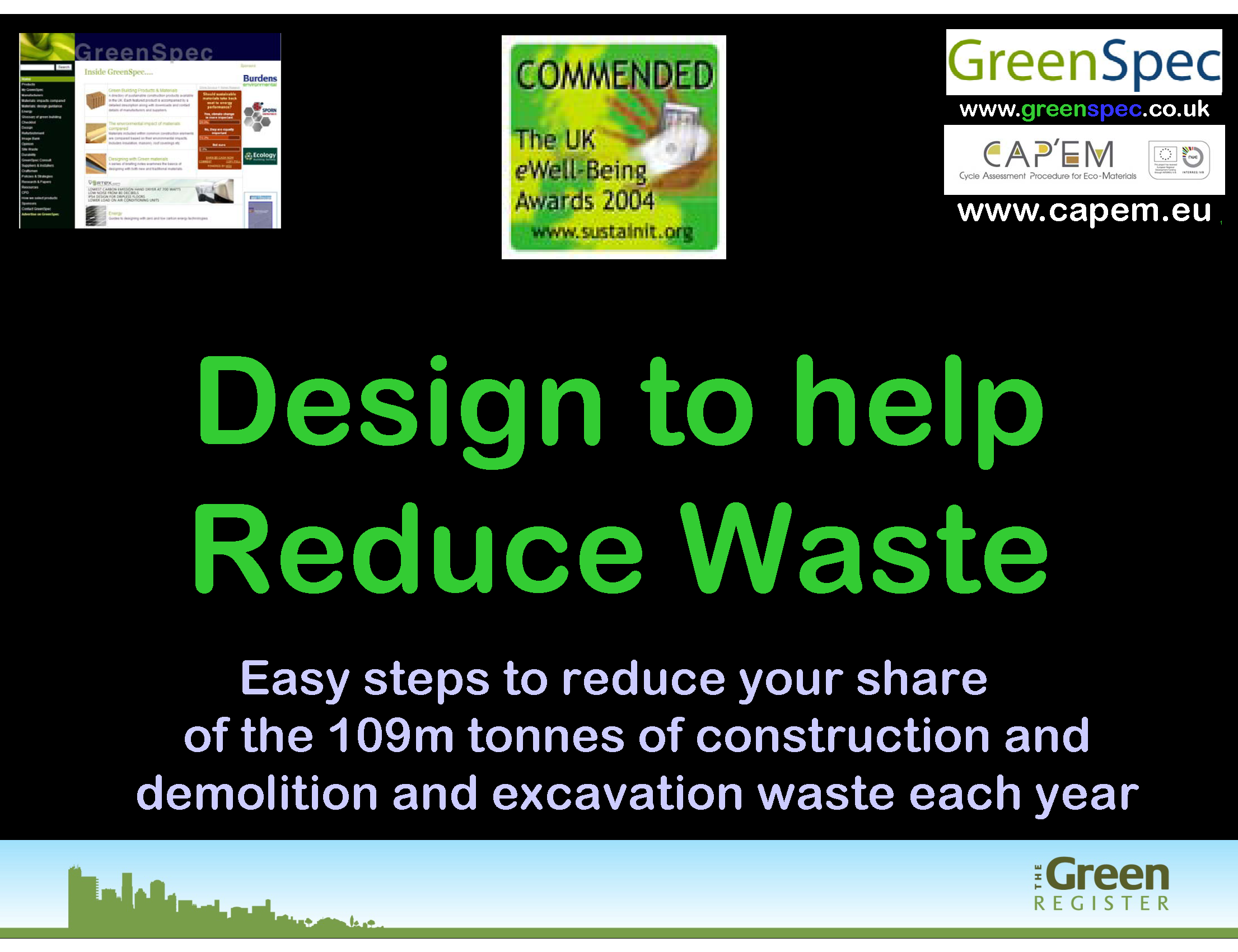 TGRDesignToReduceWaste, Recycled Content Building Products Site Waste Minimisation (Event) G#187