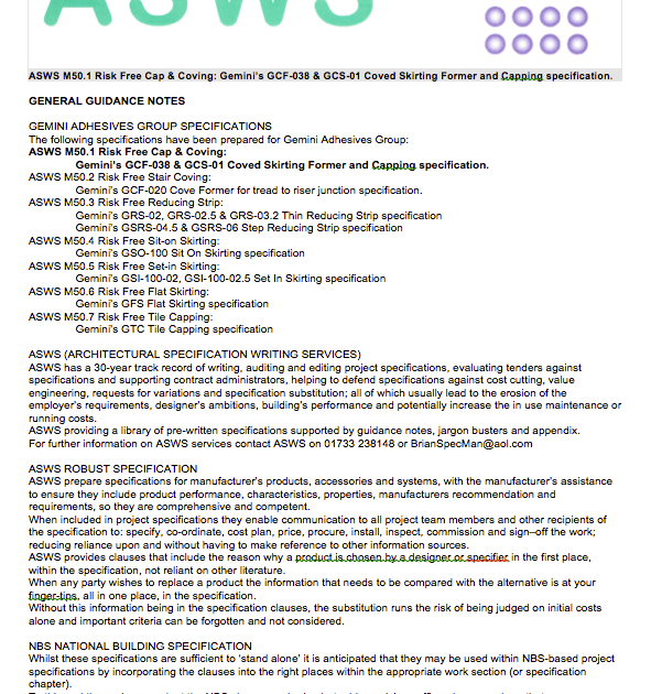 ASWS M50.1 Robust Detail Specification Cover