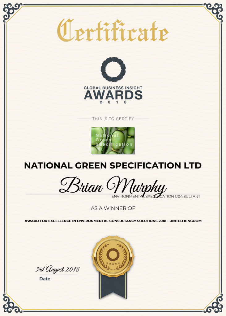 2018 Award for excellence in Environmental Consultancy Solutions 2018 - UK