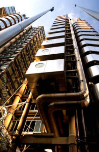 Lloyds Building in London, WC Pods and Stair enclosures outside of the office floor plate.