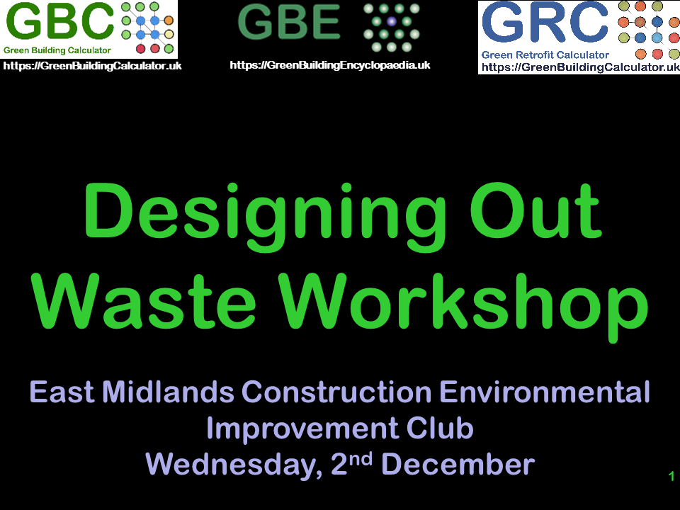 GBE Green Building Encyclopaedia, GBL Green Building Learning, CPD Continuing Professional Development, Waste-DesignToReduce A04 BRM BrianSpecMan 140326 S1 Cover Slide
