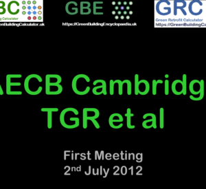 Green Building Encyclopaedia GBE Continuing Professional Development CPD AECB Association of Environment Conscious Building Cambridge S1 Cover slide PNG