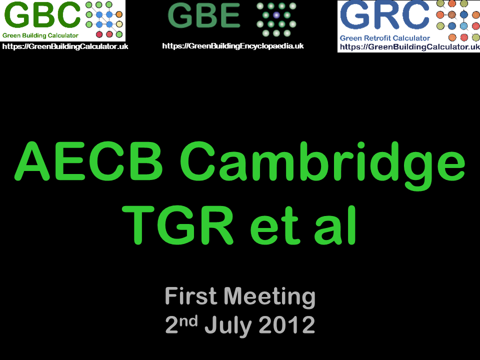 Green Building Encyclopaedia GBE Continuing Professional Development CPD AECB Association of Environment Conscious Building Cambridge S1 Cover slide PNG
