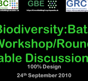 Green Building Encyclopaedia GBE, Continuing Professional Development CPD, Biodiversity Workshop at 100% Design Exhibition Slide Cover S1